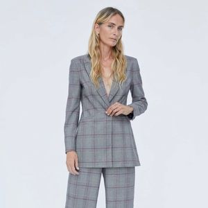 Zara long grey plaid blazer